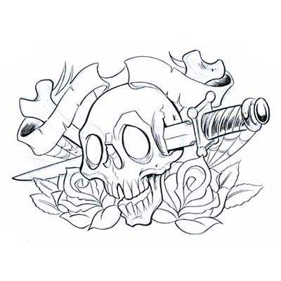 Cowboy Skull n Guns Design Water Transfer Temporary Tattoo(fake Tattoo) Stickers NO.11523